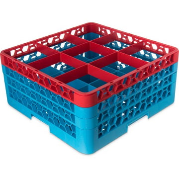 Carlisle RG9-3C410 OptiClean Polypropylene Glass Rack, Full Size, Red - Default Title