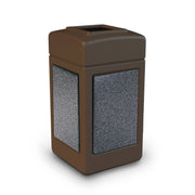 Commercial Zone StoneTec Heavy Duty Plastic Decorative Trash Can, 42 gal. - Brown Pepperstone