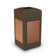Commercial Zone StoneTec Heavy Duty Plastic Decorative Trash Can, 42 gal. - Brown Sedona