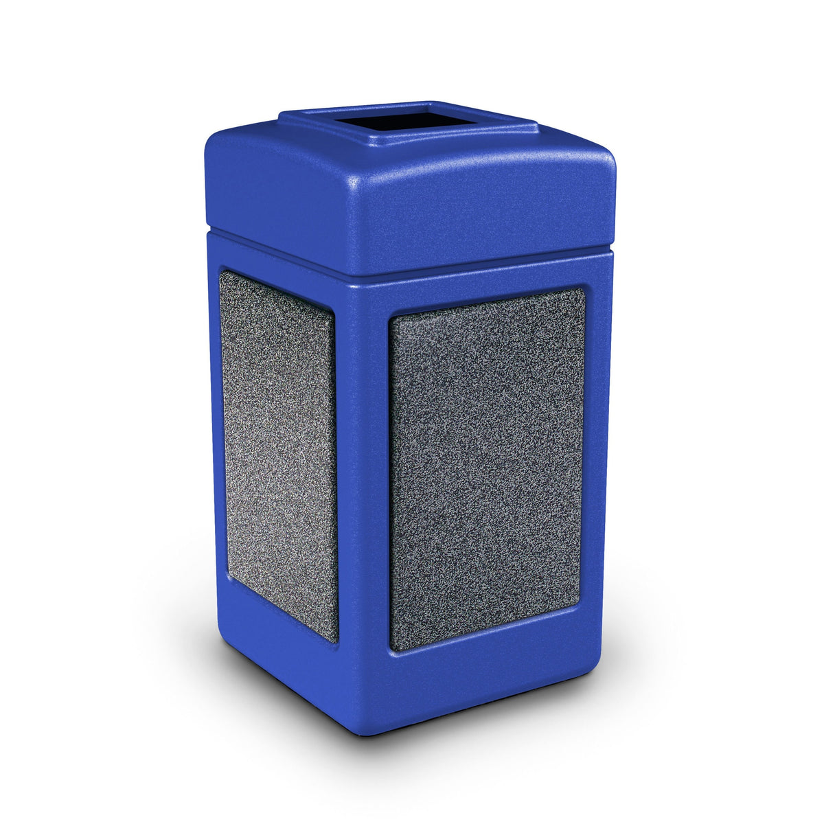 Commercial Zone StoneTec Heavy Duty Plastic Decorative Trash Can, 42 gal. - Blue Pepperstone