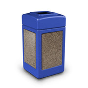 Commercial Zone StoneTec Heavy Duty Plastic Decorative Trash Can, 42 gal. - Blue Riverstone
