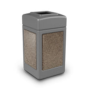 Commercial Zone StoneTec Heavy Duty Plastic Decorative Trash Can, 42 gal. - Gray Riverstone