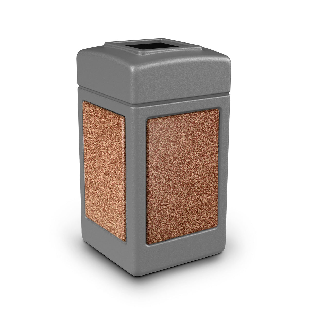 Commercial Zone StoneTec Heavy Duty Plastic Decorative Trash Can, 42 gal. - Gray Sedona