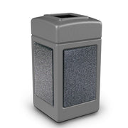 Commercial Zone StoneTec Heavy Duty Plastic Decorative Trash Can, 42 gal. - Gray Pepperstone