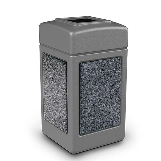Commercial Zone StoneTec Heavy Duty Plastic Decorative Trash Can, 42 gal. - Gray Pepperstone