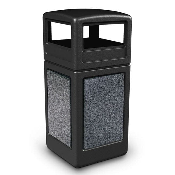 Commercial Zone StoneTec Plastic Decorative Trash Can, 42 gal. - Black Gray