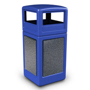 Commercial Zone StoneTec Heavy Duty Plastic Decorative Trash Can, 42 gal. - Blue Gray