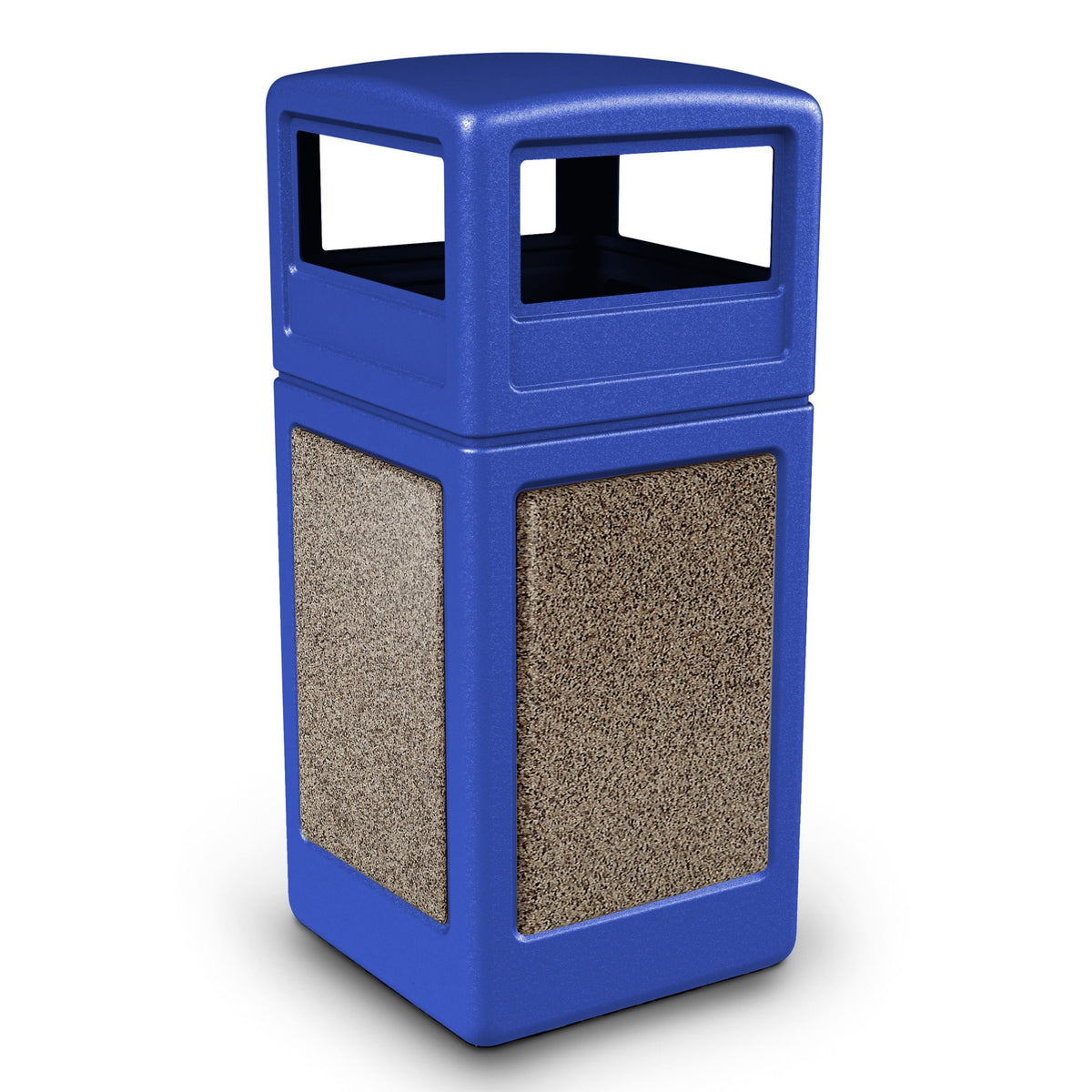 Commercial Zone StoneTec Heavy Duty Plastic Decorative Trash Can, 42 gal. - Beige Blue