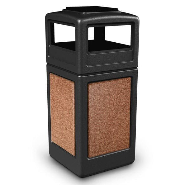 Commercial Zone StoneTec Heavy Duty Plastic Trash Can, 42 gal. - Black Brown
