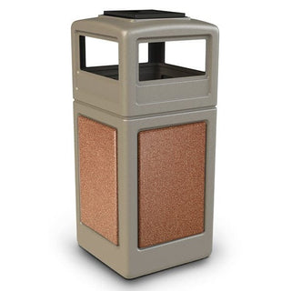 Commercial Zone StoneTec Heavy Duty Plastic Trash Can, 42 gal. - Beige Brown