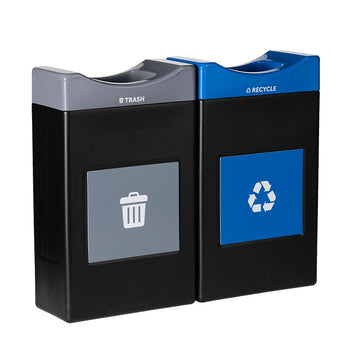 Commercial Zone Avante Recycling Bin, 40 1/2" High - Black Blue Gray