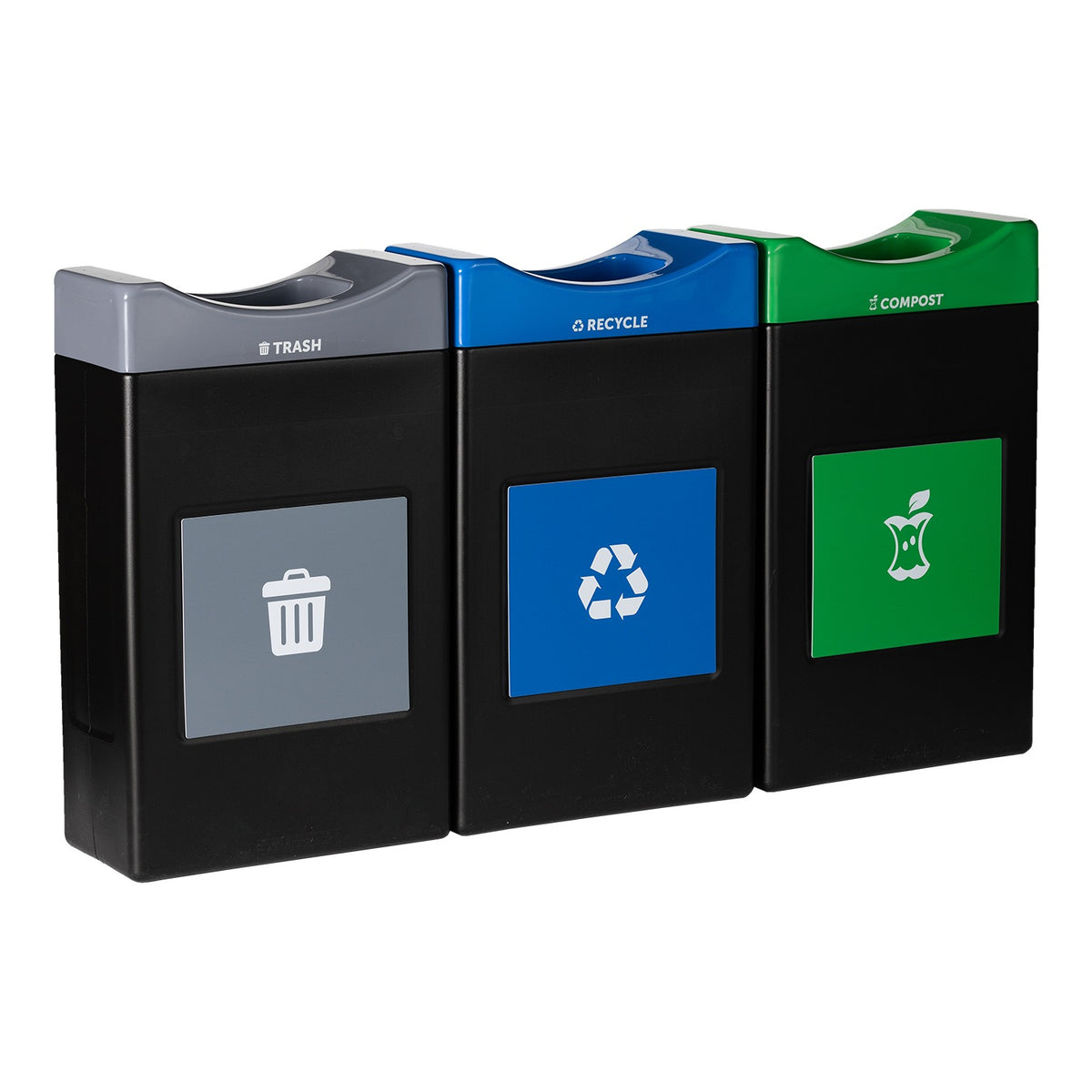 Commercial Zone Avante Recycling Bin, 40 1/2" High - Black Blue Gray Green