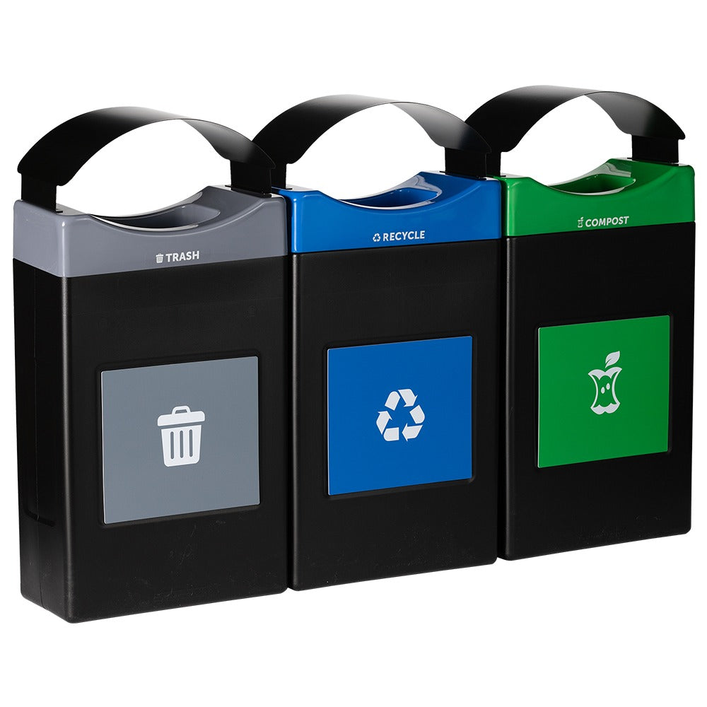 Commercial Zone Avante Recycling Bin, 48 7/8" High - Black Blue Gray Green