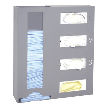 Omnimed Steel Isolation Station, 4 Boxes, Gray - Wall Mount
