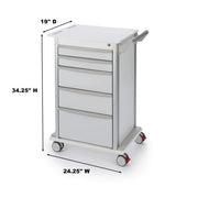 Omnimed Aluminum Medical Cart, White - 34 1/4"