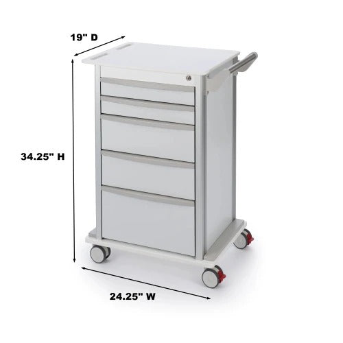Omnimed Aluminum Medical Cart, White - 34 1/4"