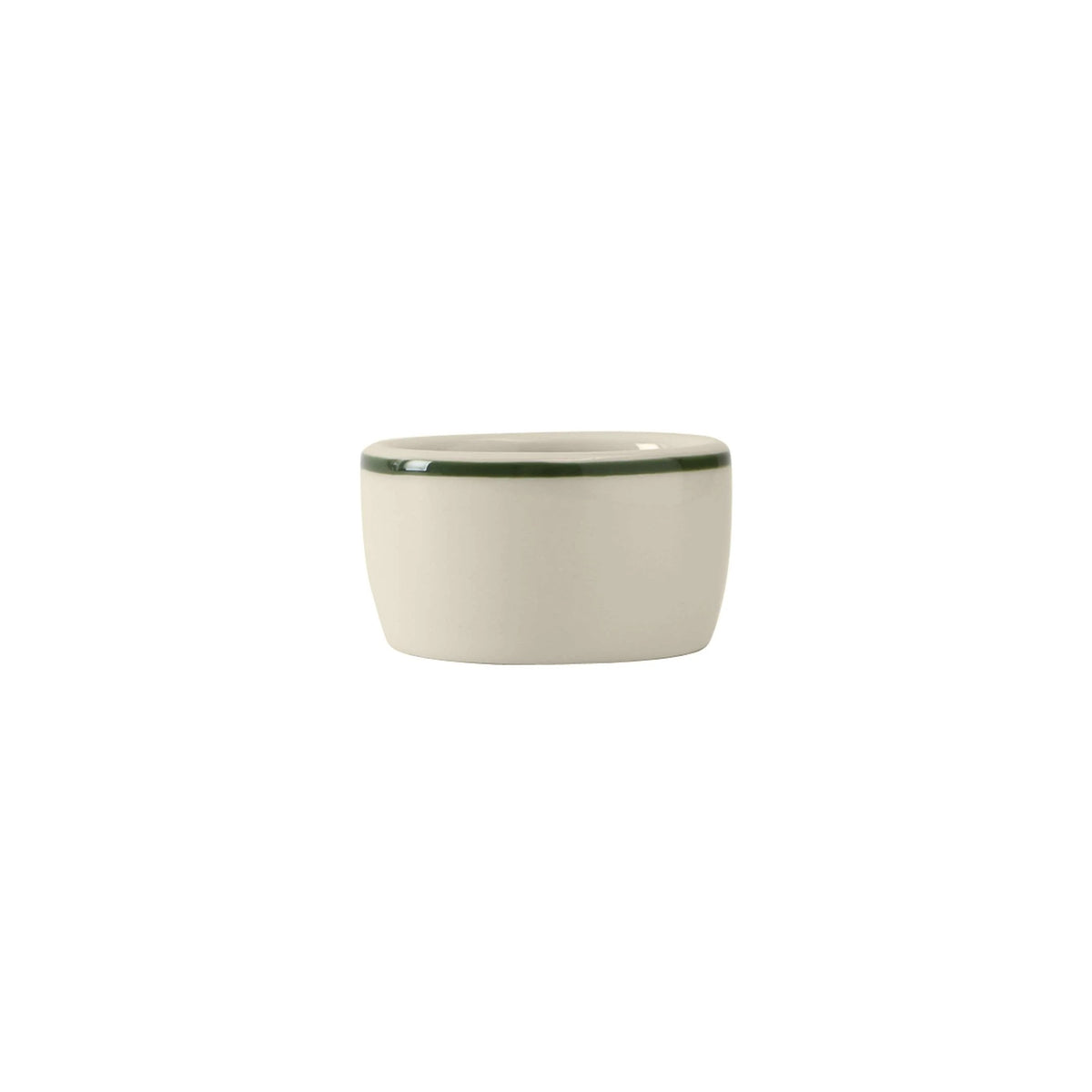 Tuxton Green Bay China Pipkin, 2 oz., 48/Case - Green Bay Eggshell Green Bands