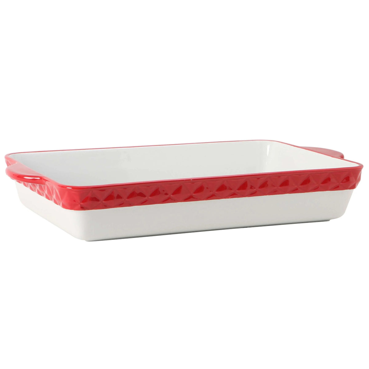 Tuxton DisplayTux China Casserole Dish, 6.25 qt., 2/Case - Bright White Red White