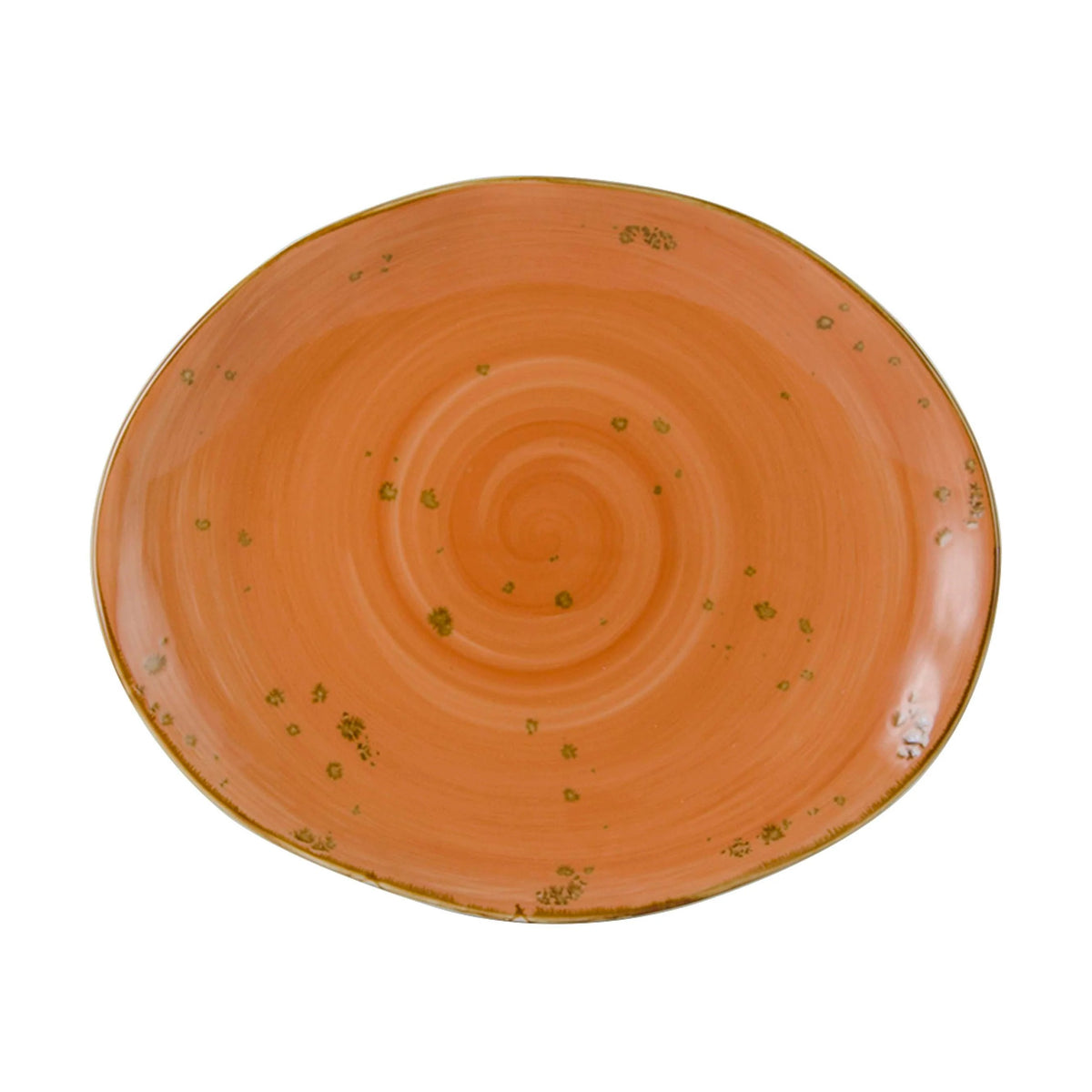 Tuxton TuxTrendz Artisan China Platter, 13 1/4" Long, 12/Case - Geode Coral Oval