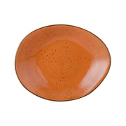Tuxton TuxTrendz Artisan Geode China Plate, 8 3/4" x 12", 12/Case - Orange / Oval
