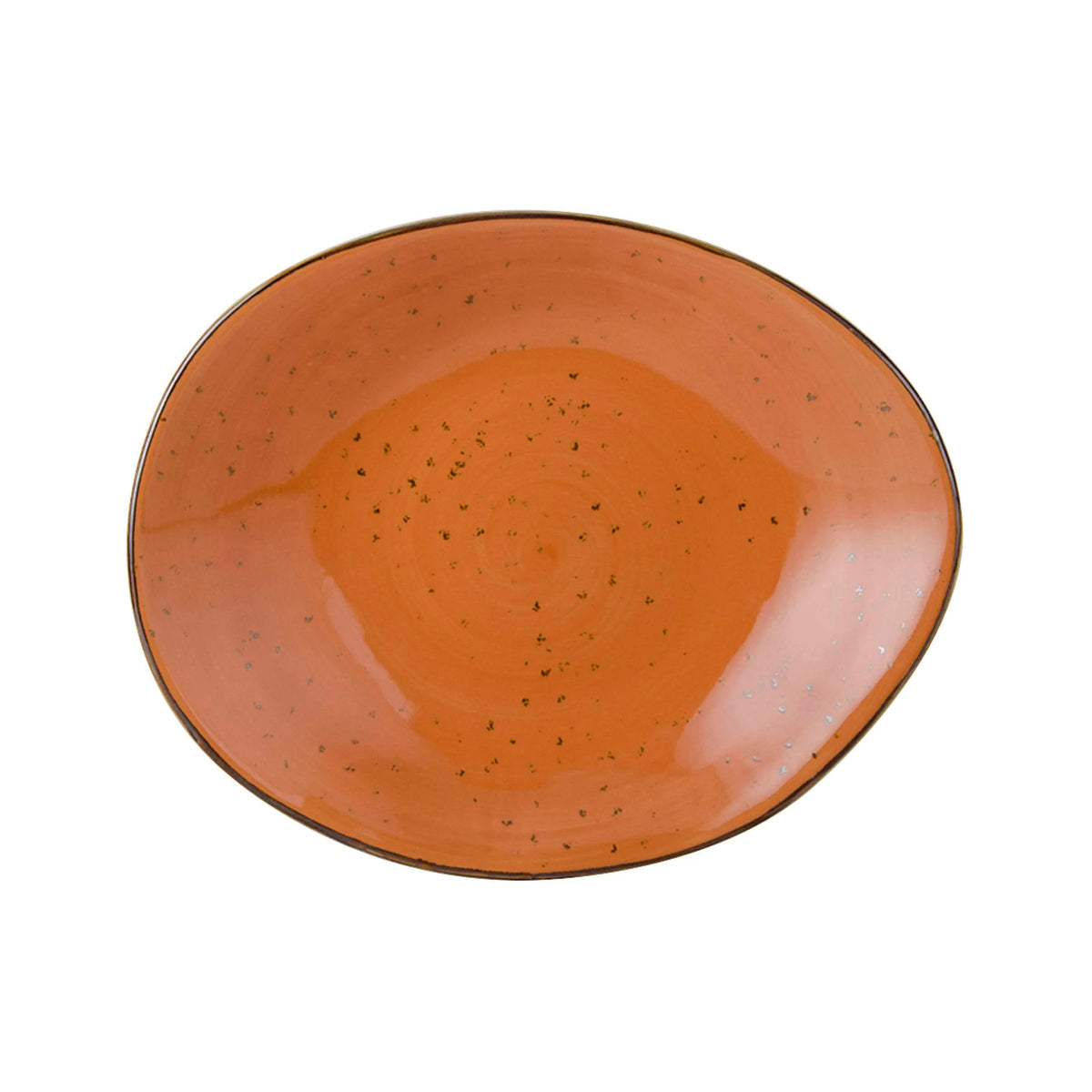 Tuxton TuxTrendz Artisan Geode China Plate, 8 3/4" x 12", 12/Case - Orange / Oval
