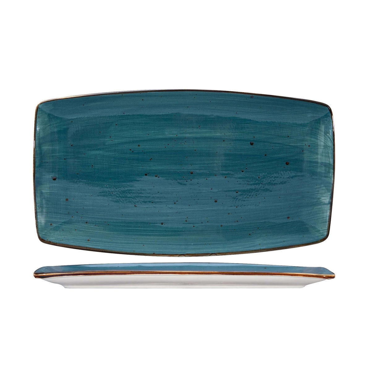 Tuxton TuxTrendz Artisan Geode China Plate, 14" Long, 12/Case - Blue