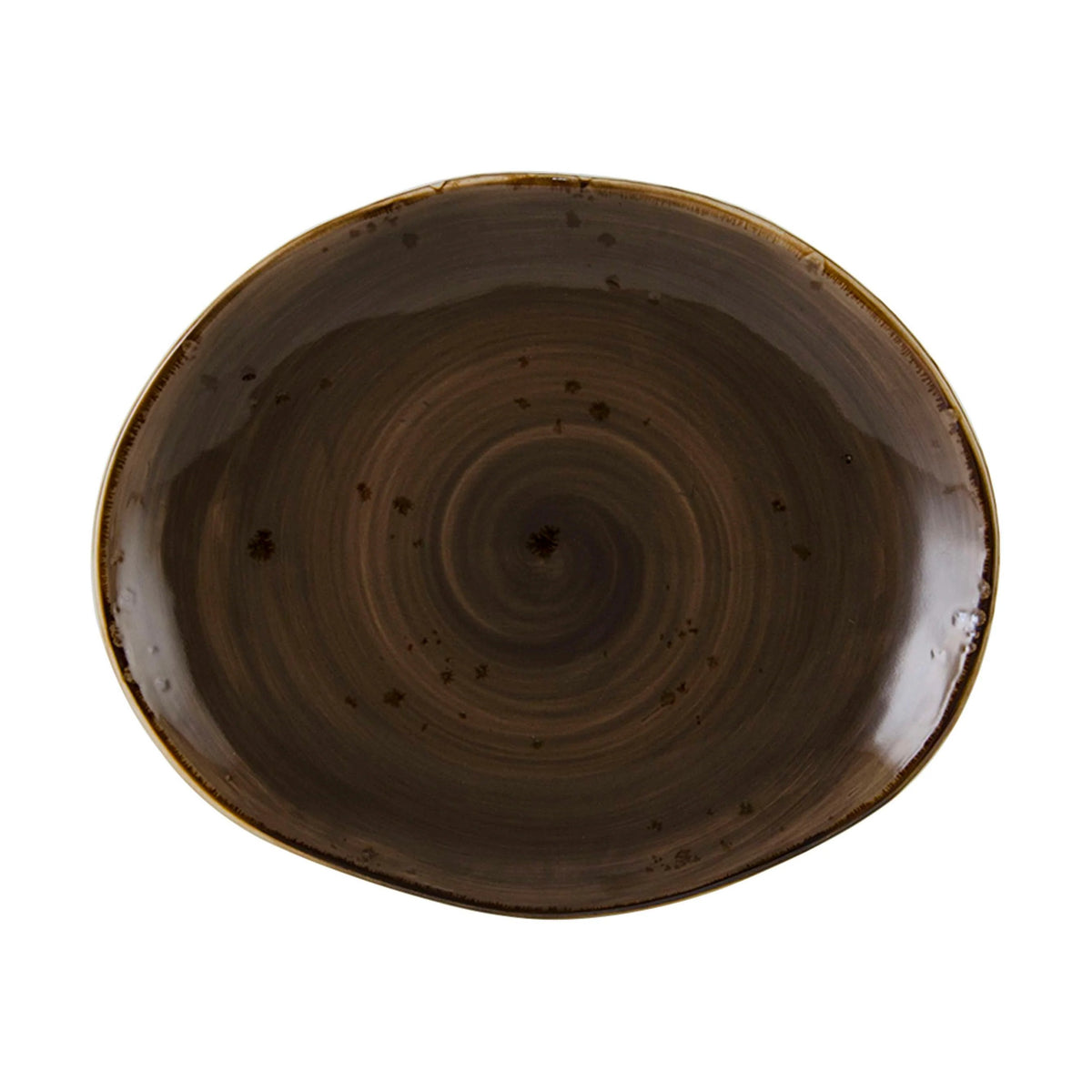 Tuxton TuxTrendz Artisan China Platter, 13 1/4" Long, 12/Case - Geode Mushroom Oval