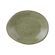 Tuxton TuxTrendz Artisan China Plate, 12" Long, 12/Case - Geode Olive x 9 3/4"