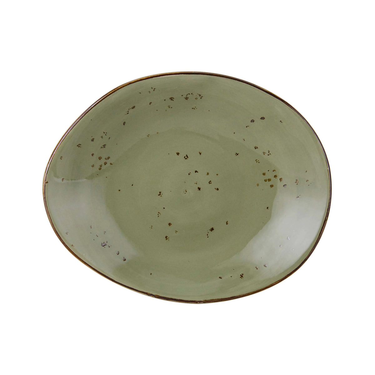 Tuxton TuxTrendz Artisan China Plate, 12" Long, 12/Case - Geode Olive x 9 3/4"