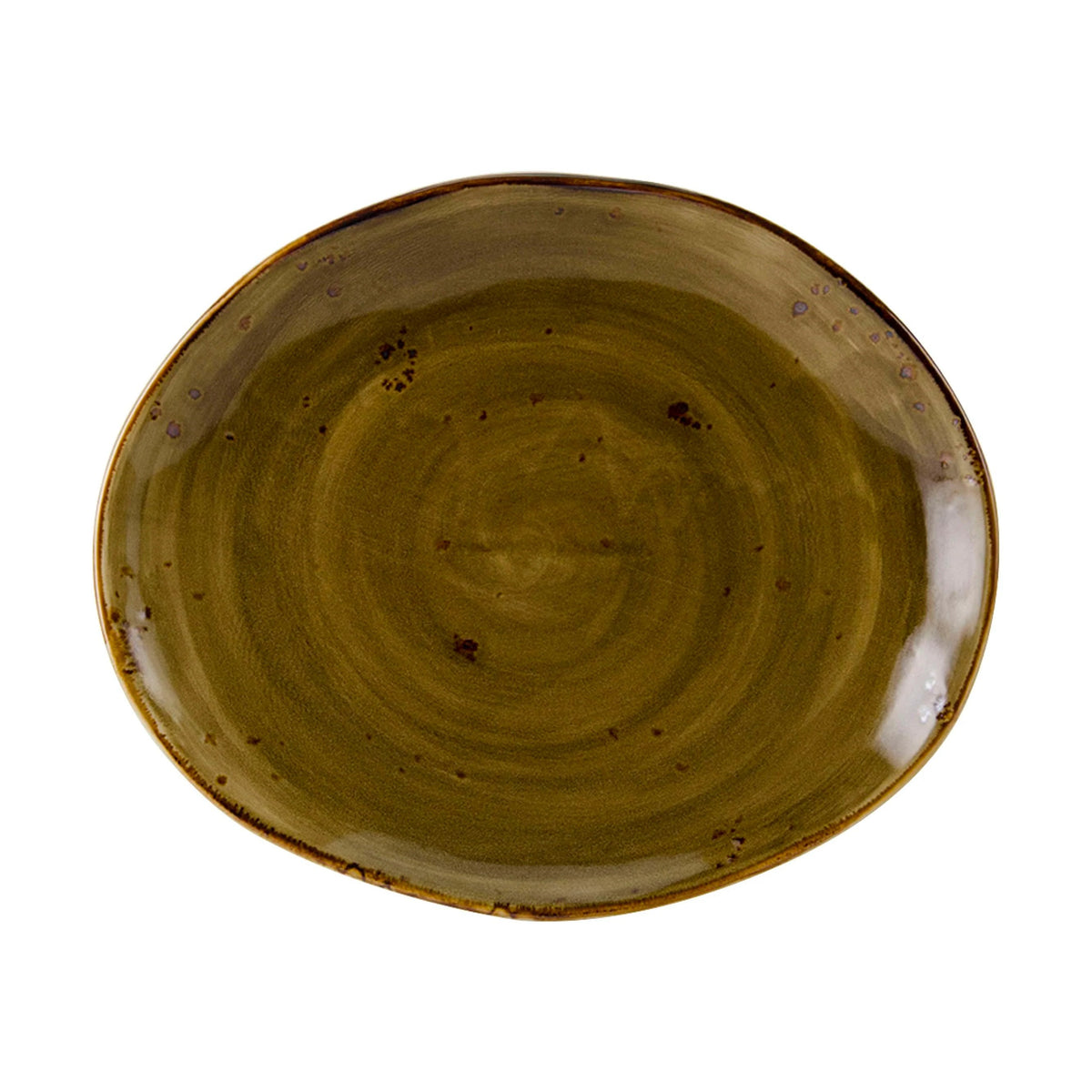Tuxton TuxTrendz Artisan China Platter, 13 1/4" Long, 12/Case - Geode Walnut Oval