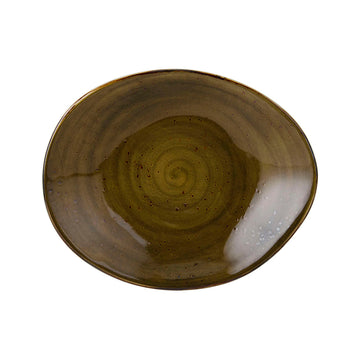 Tuxton TuxTrendz Artisan Geode China Plate, 8 3/4" x 12", 12/Case - Brown / Oblong