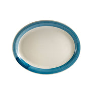 CAC China R-14NR-BLU Rainbow Stoneware Platter, 10 1/8" x 13 1/2", 12/Case - Default Title