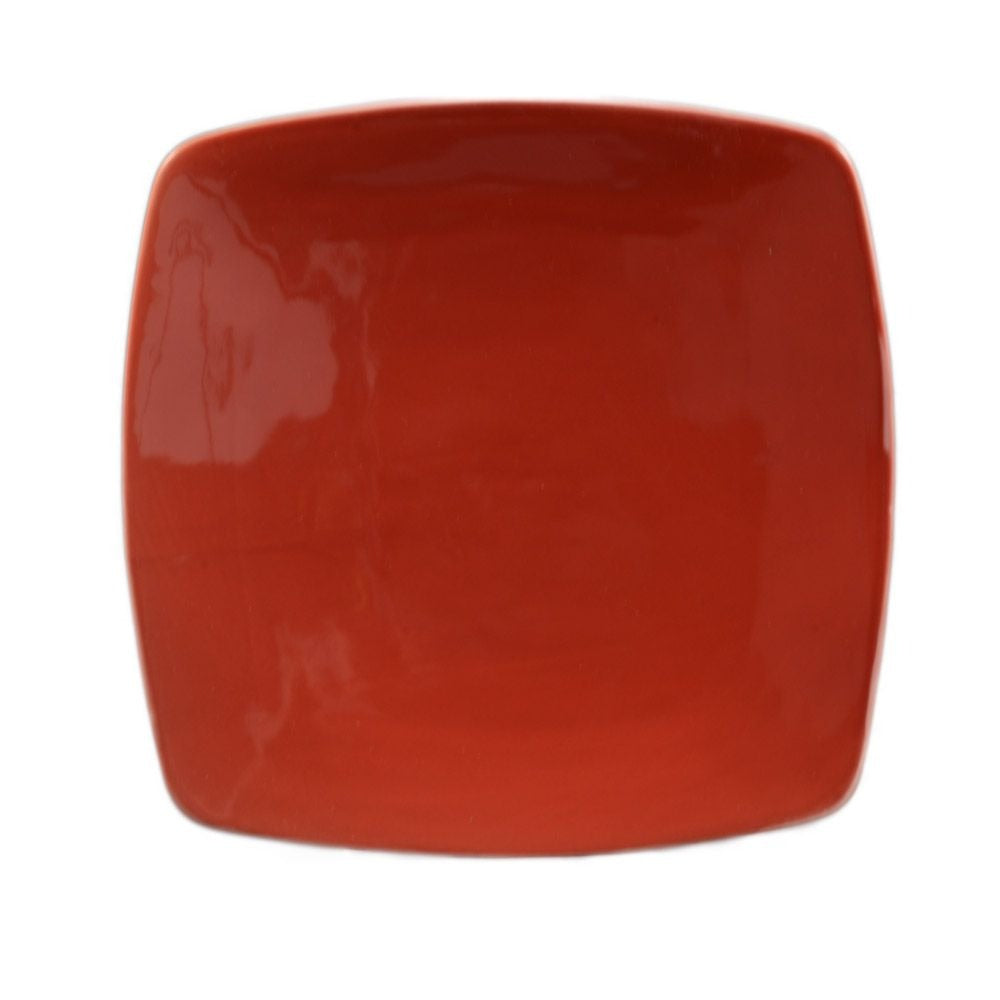 CAC China R-FS21R Clinton Colorful Stoneware Plate, 11 7/8" x 11 7/8", Red, 12/Case - Default Title