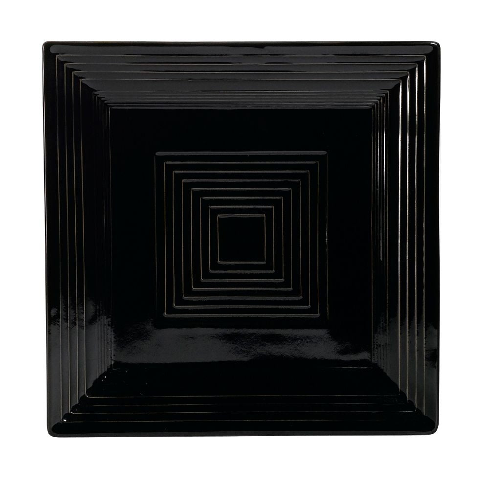 CAC China TG-SQ16-BLK Tango Colorful Porcelain Plate, 10" x 10", Black, 12/Case - Default Title
