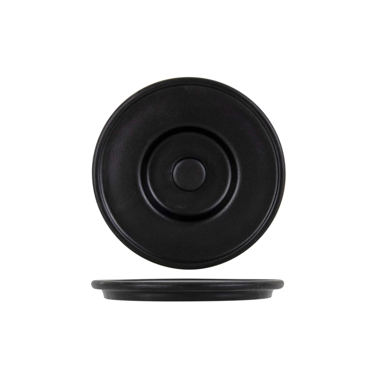Tuxton TuxTrendz Zion China Server Lid, 6 5/8" Diameter, 12/Pack - Black