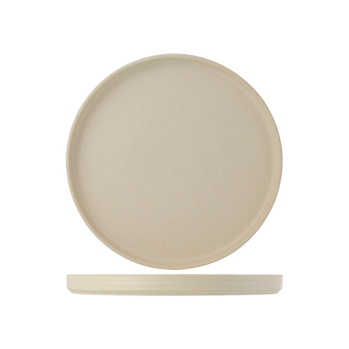 Tuxton TuxTrendz Zion Black China Plate, 10 3/4" Diameter, 12/Case - Beige