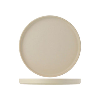 Tuxton TuxTrendz Zion Black China Plate, 10 3/4" Diameter, 12/Case - Beige