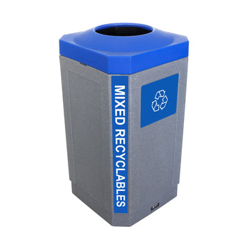 Busch Systems Octo Recyclables Receptacle, 32 gal. - Blue Gray