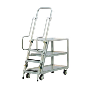 New Age Industrial Aluminum Ladder Cart, 22" x 51 1/2" - 2 Shelves