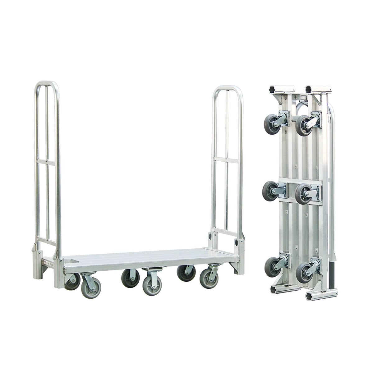 New Age Industrial Folding Platform Truck, 18" x 61", Silver - 6"