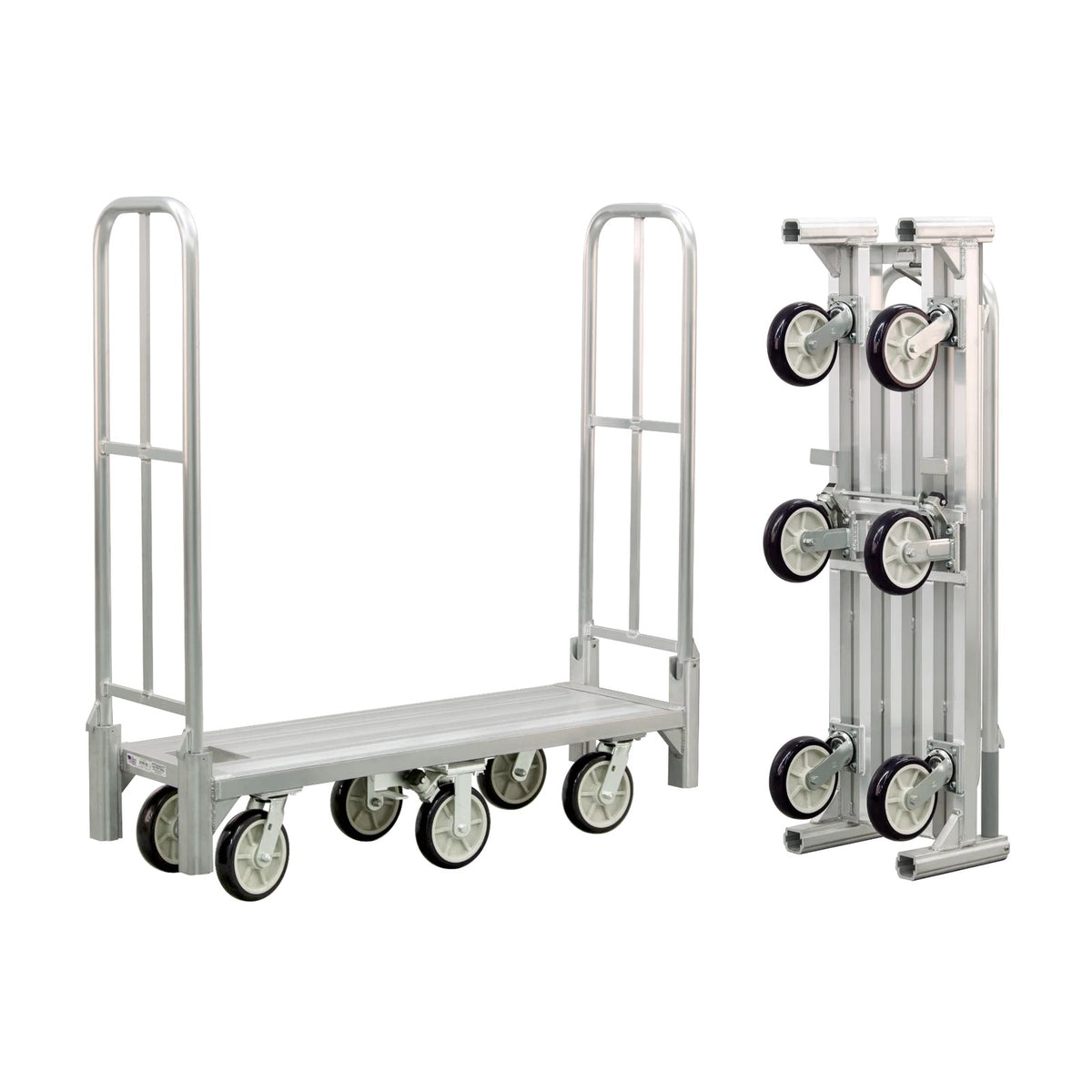 New Age Industrial Folding Platform Truck, 18" x 61", Silver - 8"