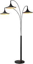 Lodi 3-Light Arc Floor Lamp - Black Walnut Gold Leaf Marble Base Dimmer