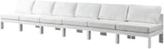 White Fabric Outdoor Patio Modular Sofa, Contemporary Style, 180-Inch Width, Lightweight and Comfortable, Ideal for Outdoor Living Spaces
