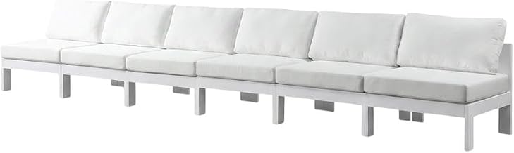 White Fabric Outdoor Patio Modular Sofa, Contemporary Style, 180-Inch Width, Lightweight and Comfortable, Ideal for Outdoor Living Spaces
