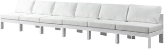 White Fabric Outdoor Patio Modular Sofa, Contemporary Style, 180-Inch Width, Lightweight and Comfortable, Ideal for Outdoor Living Spaces