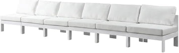 White Fabric Outdoor Patio Modular Sofa, Contemporary Style, 180-Inch Width, Lightweight and Comfortable, Ideal for Outdoor Living Spaces