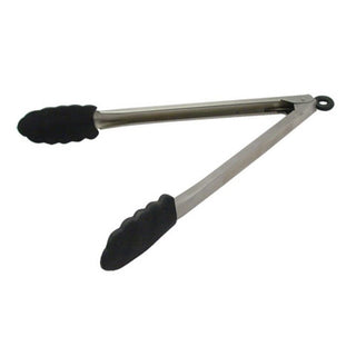 12" Silicone Tip Locking Tongs by Tablecraft – 12-Inch, Stainless Steel, Silver, Model 4012BK