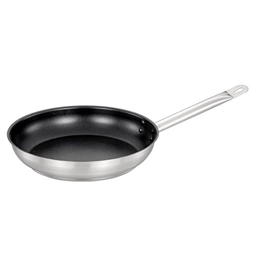 Non Stick Fry Pan by Omcan – 9.5, Stainless Steel, black and silver, Model 85272