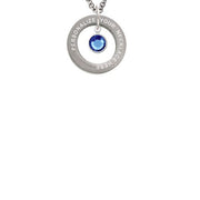 Crystal Blue Channel Drop Custom Engraved Affirmation Ring Necklace by Delight Jewelry – Crystal, blue, Model 1703-NAF-F1586-C6506-F2409-CUSTOM