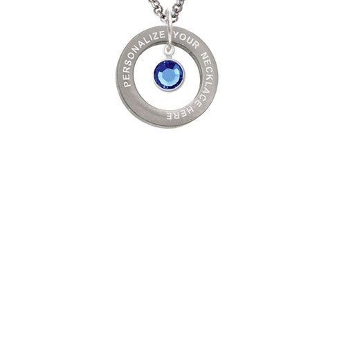 Crystal Blue Channel Drop Custom Engraved Affirmation Ring Necklace by Delight Jewelry – Crystal, blue, Model 1703-NAF-F1586-C6506-F2409-CUSTOM